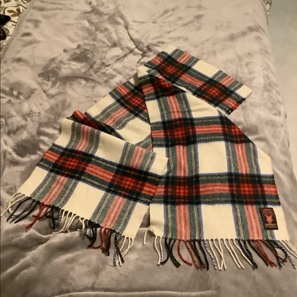 Cashmere Scarf 100%, Plaid Tassel , Unisex. Made in Germany.